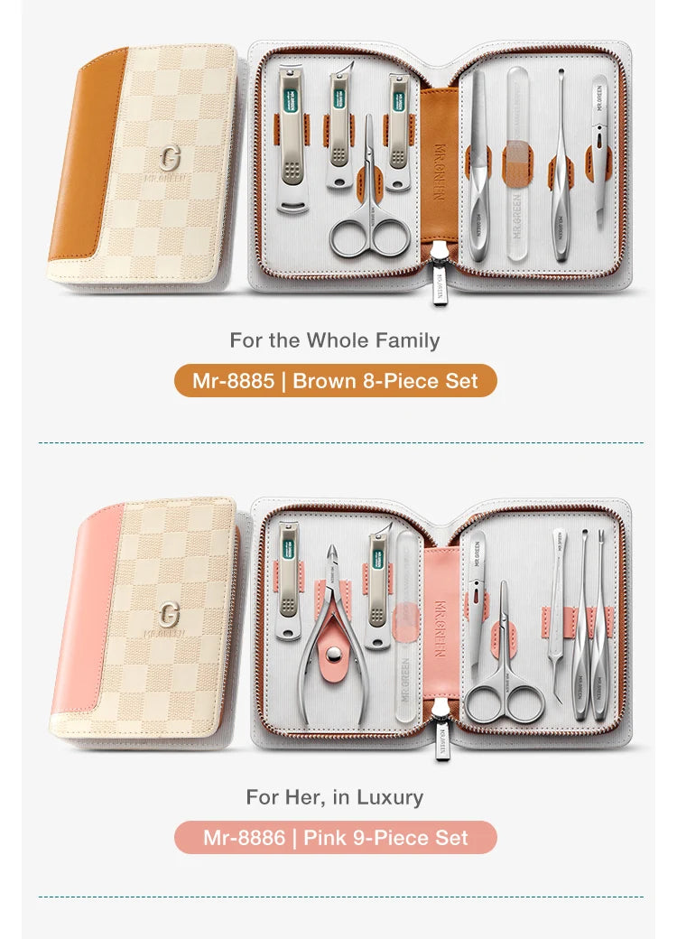 MR.GREEN Premium Maniküre-Set: Profi-Edelstahlwerkzeuge mit klaren Linien & reisefertigem Design, tragbare Tasche