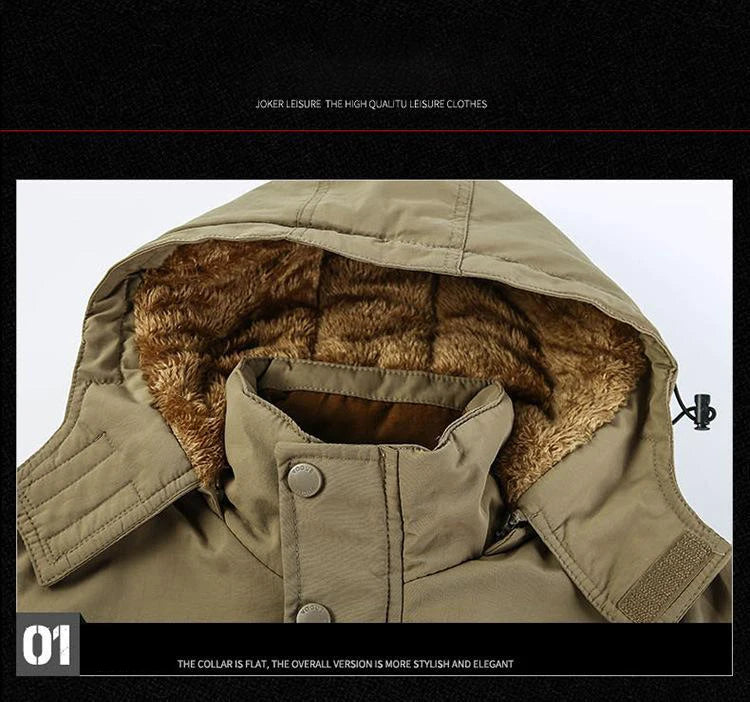 Herren Winterjacke Fleece-Futter Outdoor Parka Mantel Kapuzen-Windbreaker Militär Dick Warme Oberbekleidung Große Größe 6XL Multi-Taschen