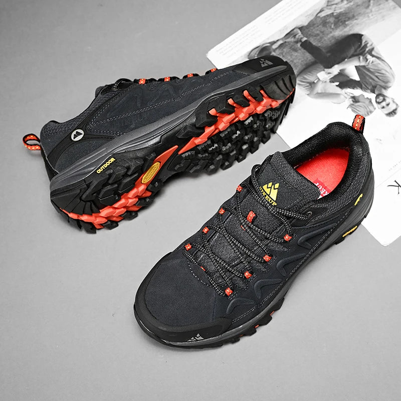 HIKEUP Leder Herrenschuhe für Herren Freizeitschuhe Mode Wasserdicht Winter Luxus Designer Marke Arbeitsstiefel Herren Rutschfeste Sneaker