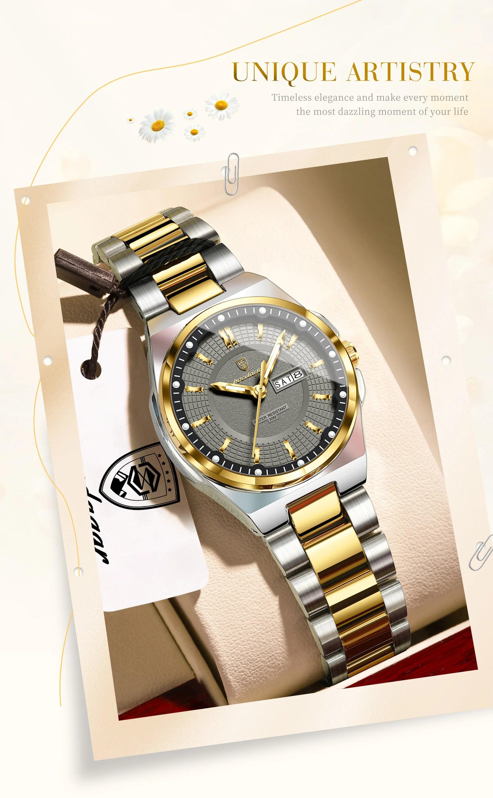 POEDAGAR Fashion Damen-Armbanduhr, Top Elegant, Woche, Datum, Damen-Uhr, Quarz, Edelstahl, Leuchtend, Wasserdicht, Damenuhren, Reloj