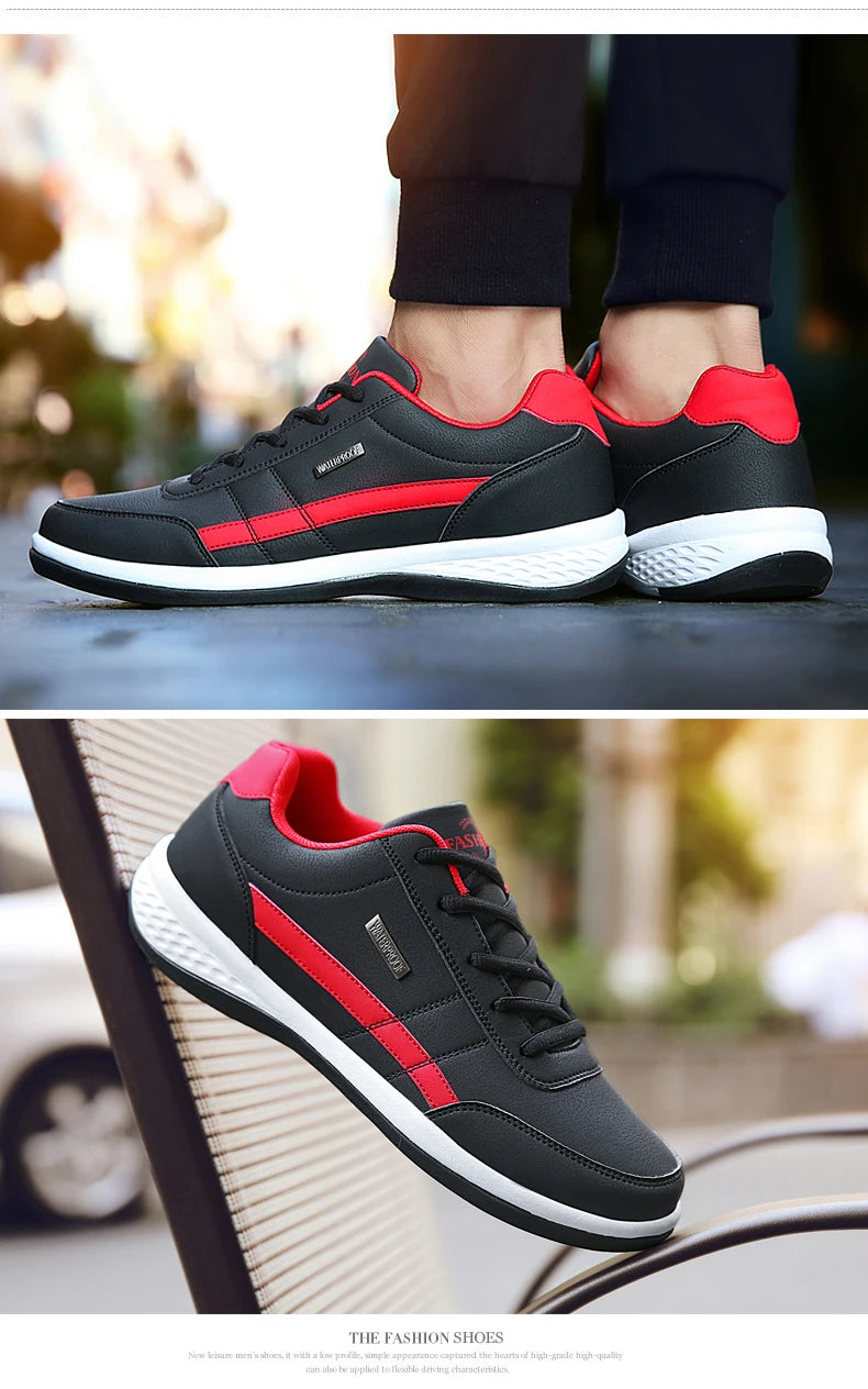 YRZL Herrenschuhe Frühling Herbst Wasserdichte Wandersneaker Freizeit Herren Ledersportschuhe Rutschfeste Tennisschuhe für Herren