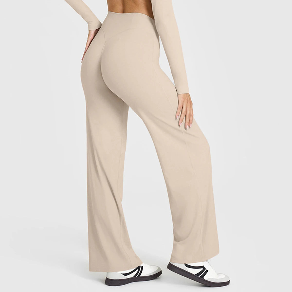 Ausgestellte Leggings Gerade Leg Leggings Damen Weite Hosen Yoga Atmungsaktive Fitness Kleidung Vielseitige Freizeithose