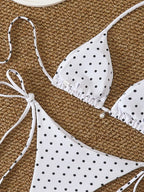 Sexy Micro-Bikini-Sets mit Perlenpunktdruck, Bademode 2026, Badeanzug für Damen, Strandkleidung, Damen Strand Sommer Bikini, zweiteiliger Badeanzug