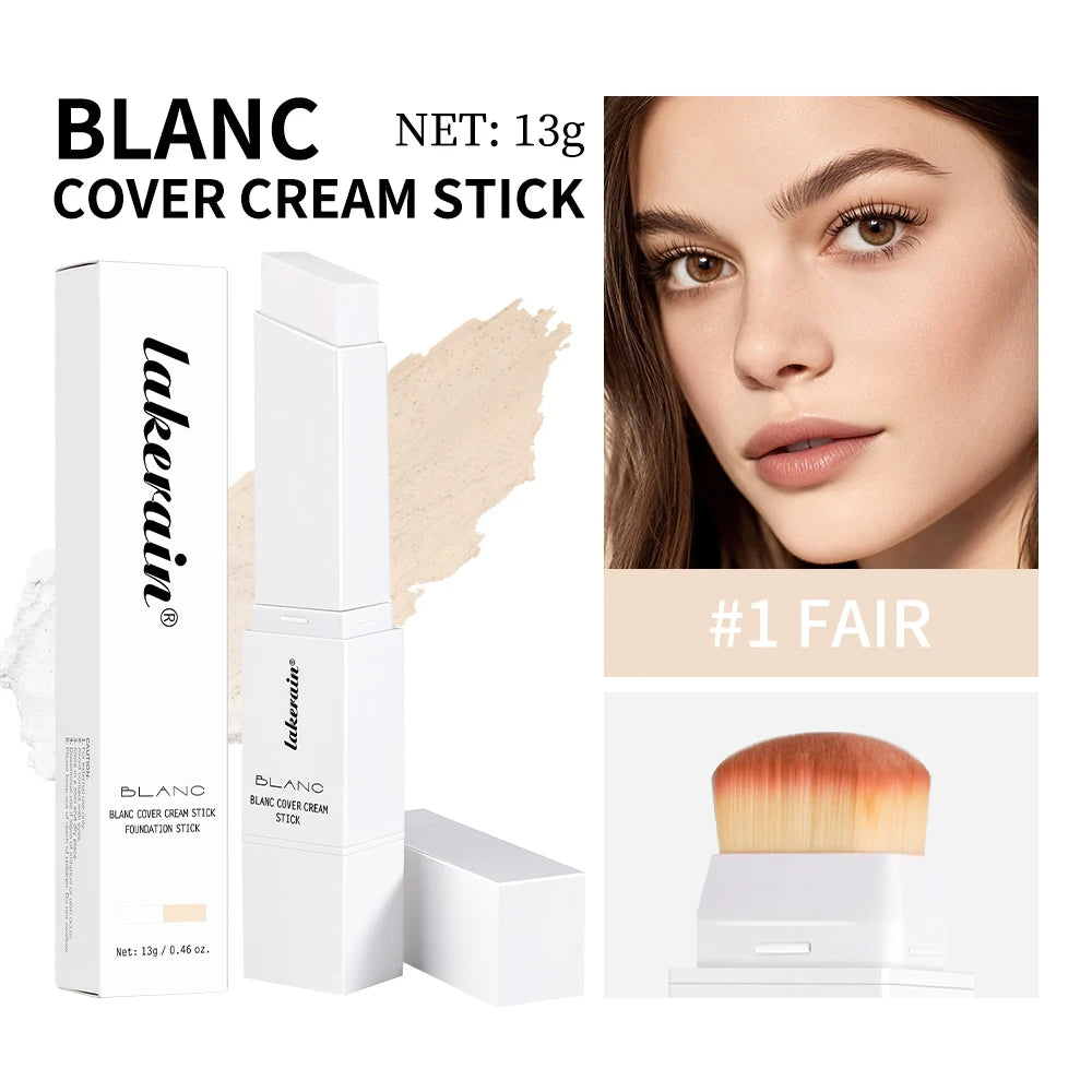 Foundation Stick Farbwechsel-Foundation mit abnehmbarem Pinsel Blanc Cover Cream Stick Farbwechselnde Basis Make-up mit hoher Deckkraft