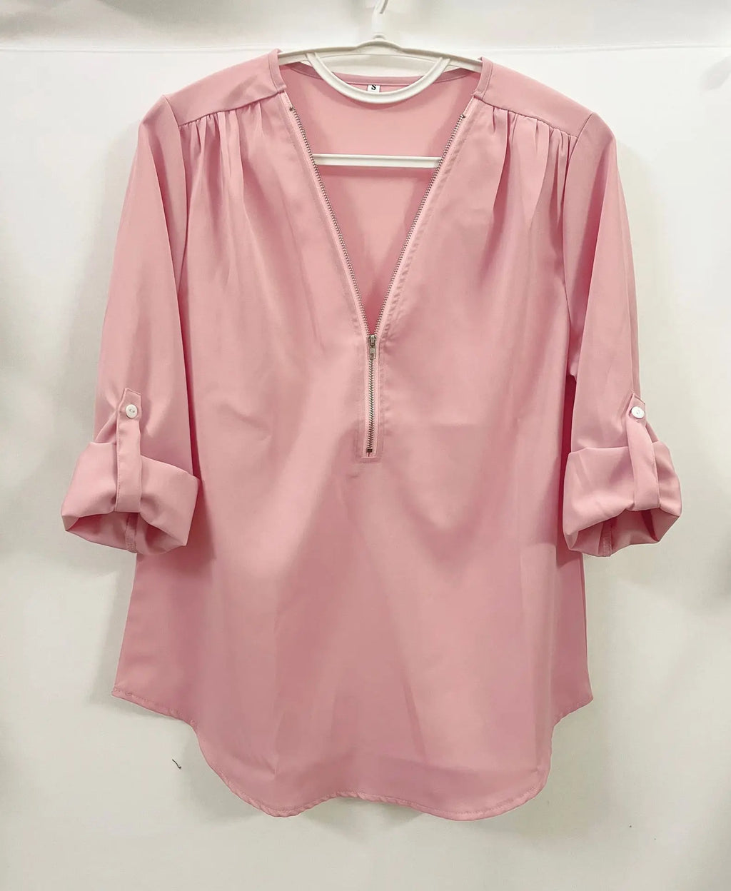 2024 Qualität Heißer Verkauf Plus Size Tiefer V-Ausschnitt Damenbluse Chiffon Coole lockere Hemd Mode Freizeit Damen Tops Sexy Reißverschluss Pullover