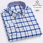 100 % Baumwolle Oxford Herrenhemden Langarm Kariert Weich Regular Fit Festliches Hemd Tasche Sozial Bluse Herrenkleidung S-7XL