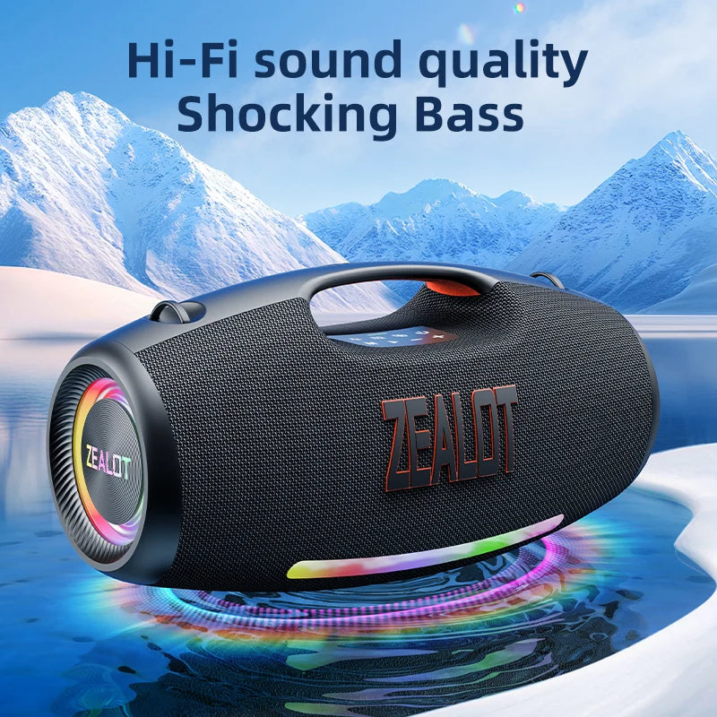 ZEALOT-S89 250W Wasserdichter tragbarer Bluetooth-Lautsprecher, kabelloser Outdoor-Boombox-SubwooferDreifach passive Radiatoren-Tiefer Bass