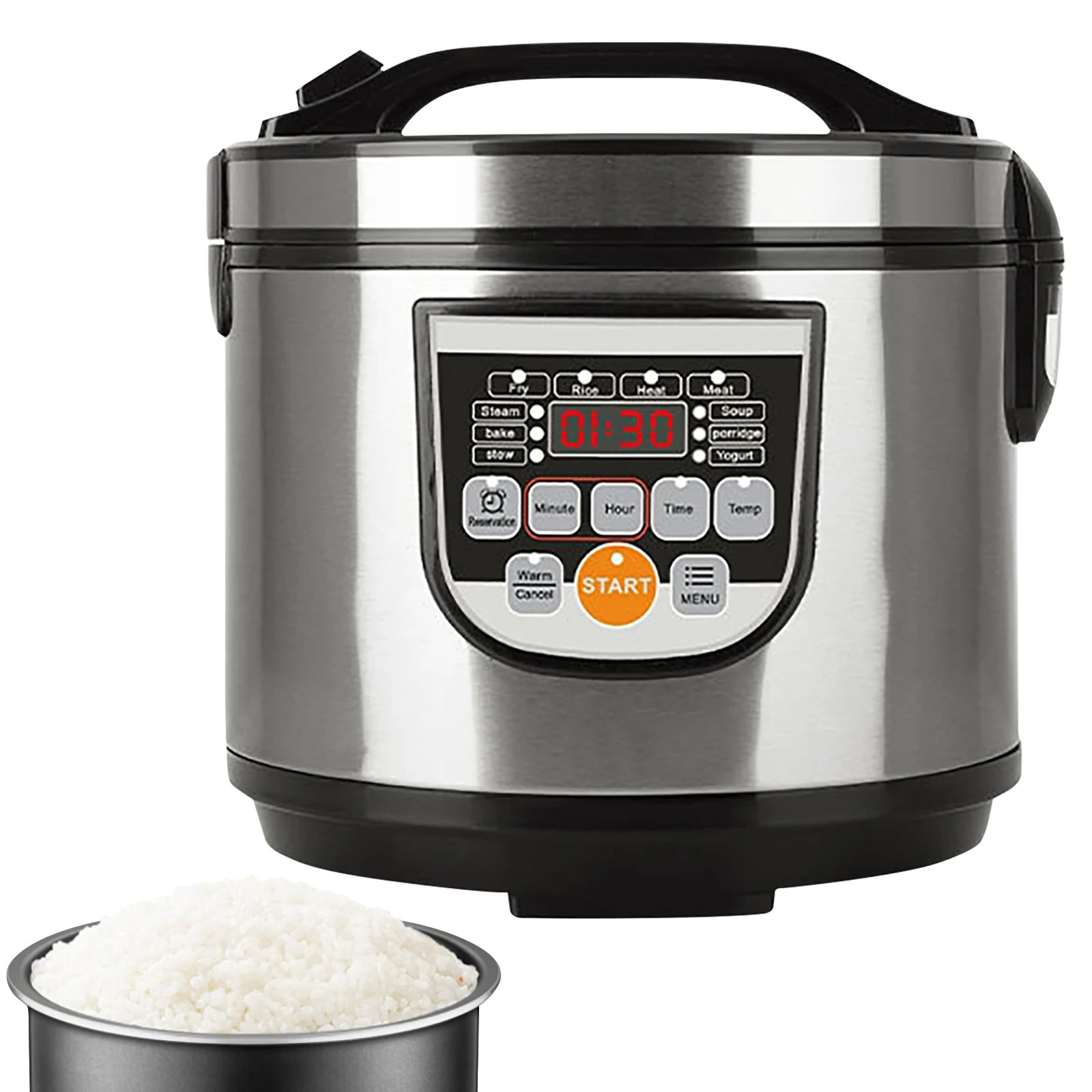 5L Electric Rice Cooker Smart Digital Portable Car Rice Cooker Truck Multi-Cooker Soup Porridge Cooking Food Steamer For Home