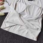 Damen Slim Fit Sport-Tanktop mit offenem Rücken, integrierten BH-Schalen, atmungsaktiv, für Pilates und Yoga