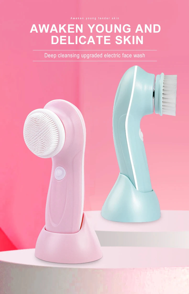 3-IN-1 Elektrischer Gesichtsreiniger, Gesichtsbürste, Reinigungsmaschine, Spa-Hautpflege, Massagegerät, Mitesserentfernung, Aufladbar