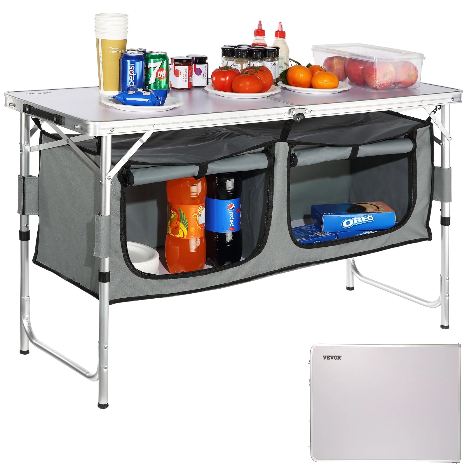SucceBuy Camping-Küchentisch Schneller Aufbau Klappbarer Campingtisch MDF-Campingtisch für Outdoor-Picknicks BBQ Camping RV Reisen