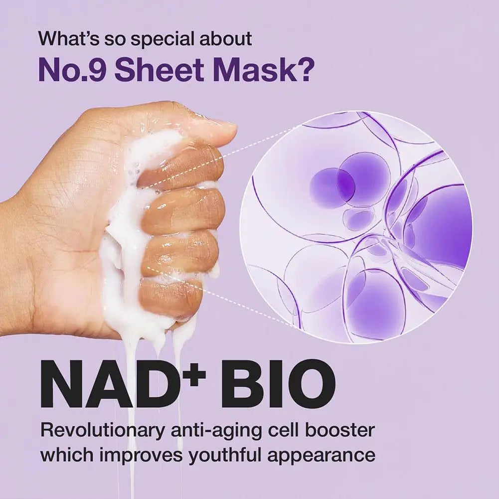 Korea Numbuzin NO.9 NAD+ BIO Skincare Set - Lifting-sil Full Face Mask, NMN BIO Time Reversing Essence, Retinol Eye Cream
