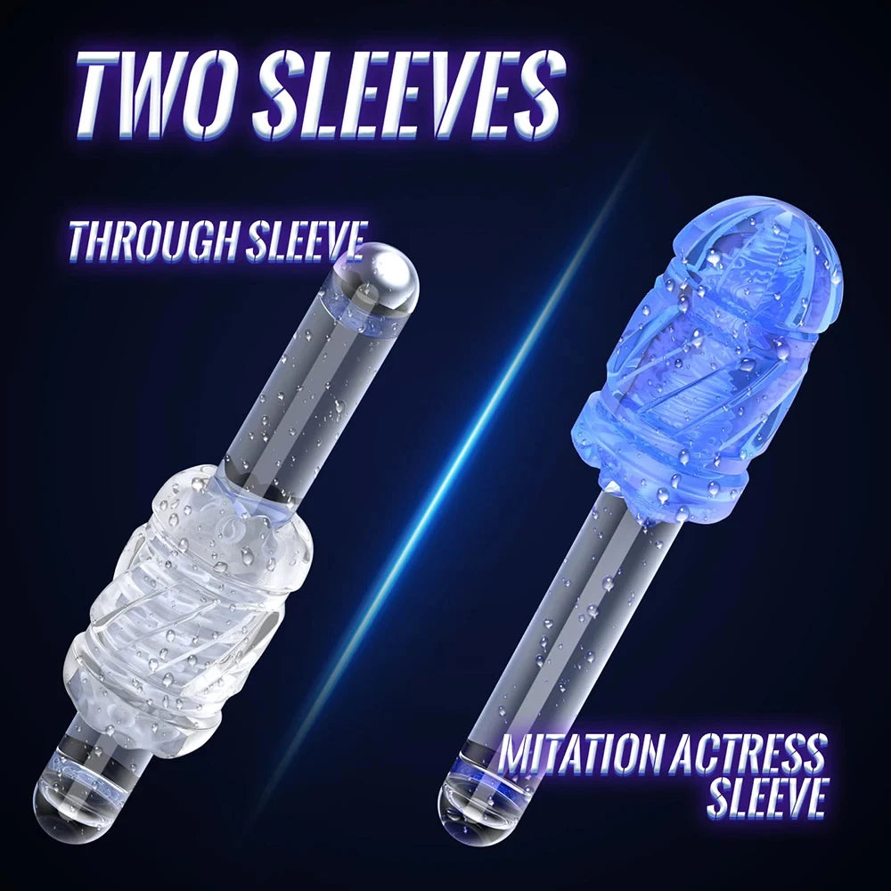 Dual Handles Leten King Sexmaschine Elektrisch Stoßend Männlicher Masturbator Orgasmus Erotikspielzeug 2 Weiche Hülsen Stimmfunktion Penisstimulator