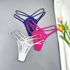 3 Stück Spitze Dünne Träger Tanga Frauen Tiefe Taille Sexy Perspektive Unterwäsche Damen Transparenter G-String Slip Plus Size T-Rücken