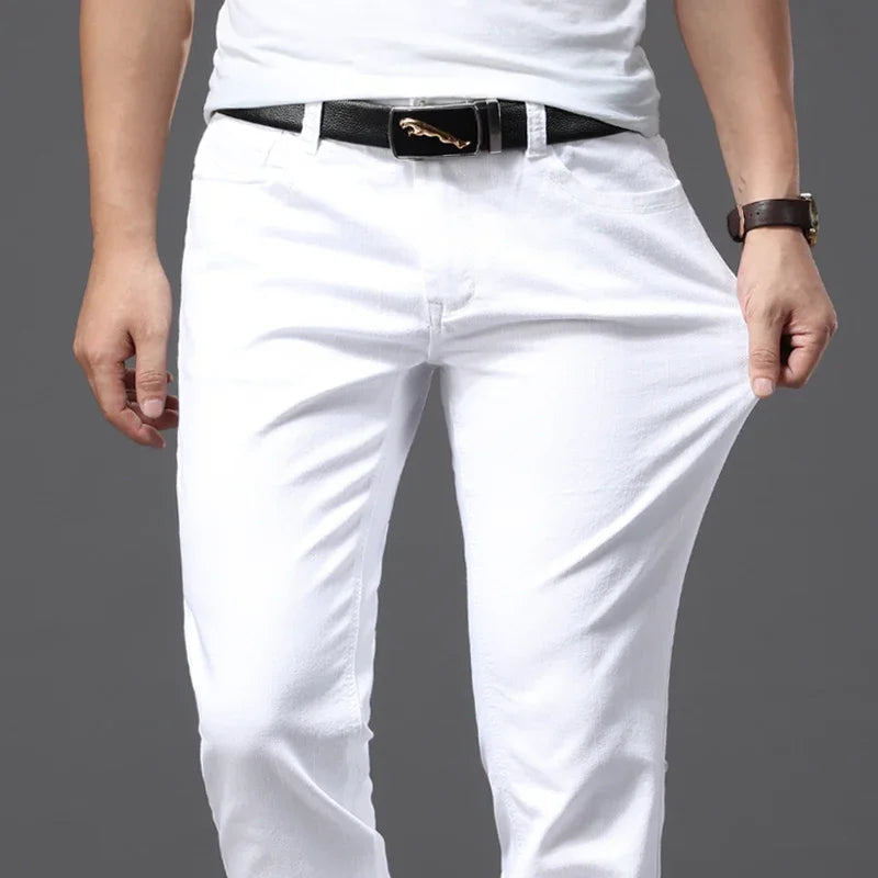 Herren Weiße Jeans Fashion Casual Klassisch Slim Fit Weiche Hose Herren Marken Hochwertige Stretch-Hose Hauptbild