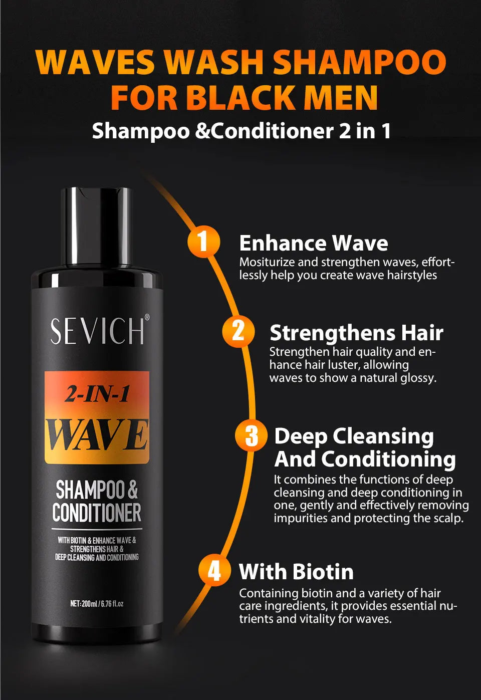 Deep Wave Control Pomade 360 Biotin Sport Starker Halt Wellen Haargel mit Bürste Wellenhaaröl Shampoo Spülung Stylingpflege