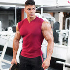 Sommer Baumwolle atmungsaktive V-Ausschnitt Tank Tops Fitnessstudio Workout Laufen Sport Ärmelloses Shirt Herren Fitness Bodybuilding Muskelbekleidung