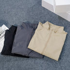 Yoga-Kleidung Amerikanischer Stil Sport Winddichte Stehkragen Sonnenschutzjacke Atmungsaktives Oberteil Outdoor Schnelltrocknend Kurzer Reißverschluss Damen