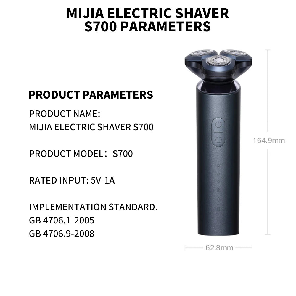 Neuer MIJIA Elektrorasierer S700 Tragbarer Flex-Rasierer 3 Köpfe Rasur IPX7 Wasserdicht Waschbarer Barttrimmer Trimmer Schneidegerät 30 Tage