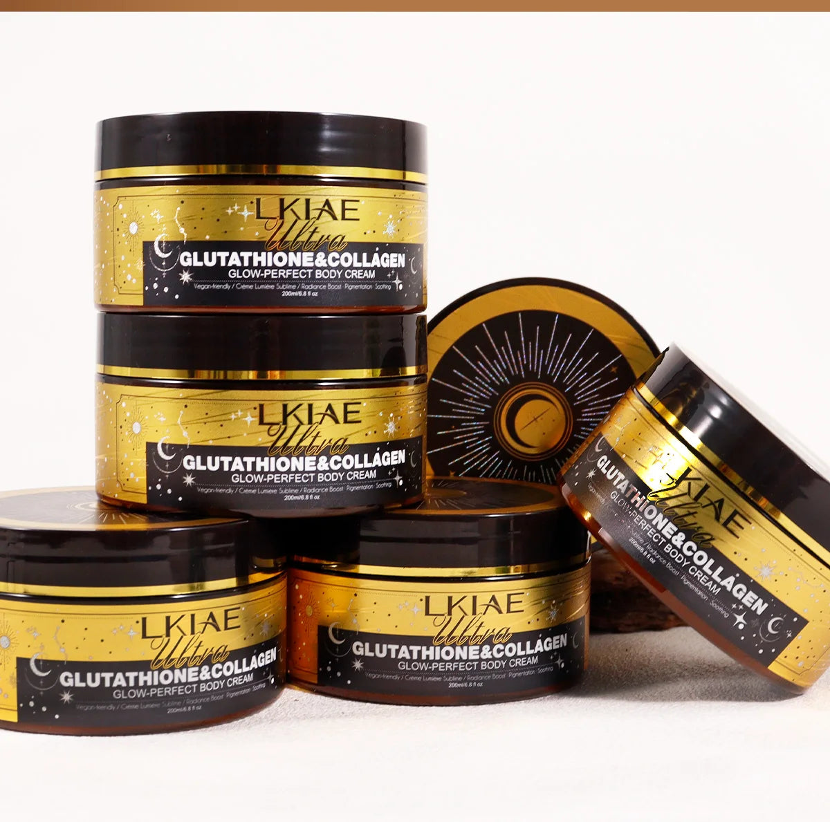 LKIAE Ultra Glutathione Kollagen Haut Leuchtende Körpercreme, 24-Stunden Intensive Feuchtigkeit, Aufhellend, Tiefenpflege & Glanz, 200ml