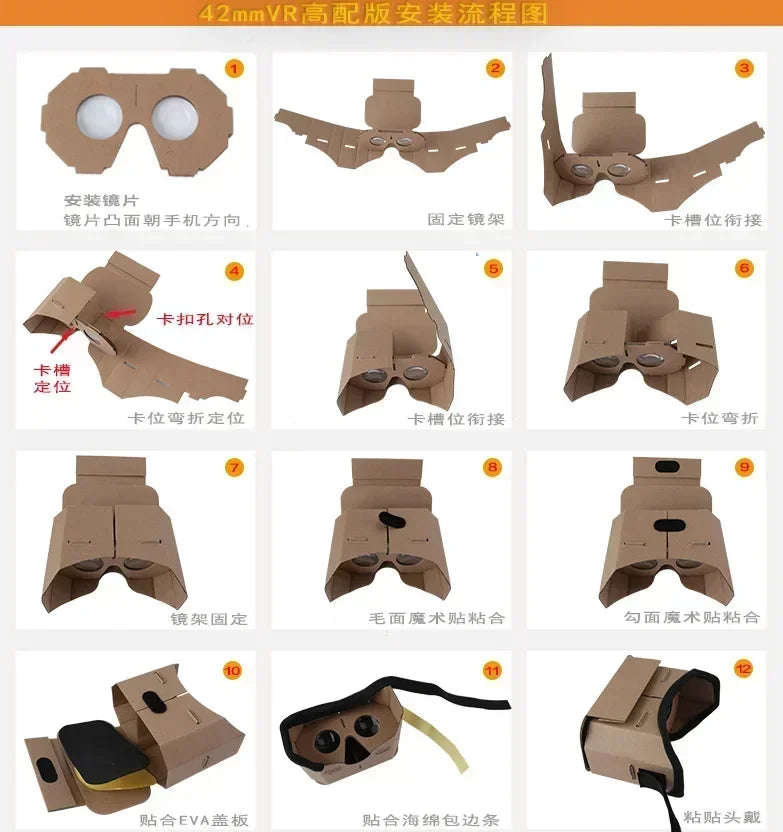 1pc Google Cardboard 3D Vr Virtual Reality Glasses For Android or Phone NEW VR Model DIY Transform Your Device Into a Big Screen