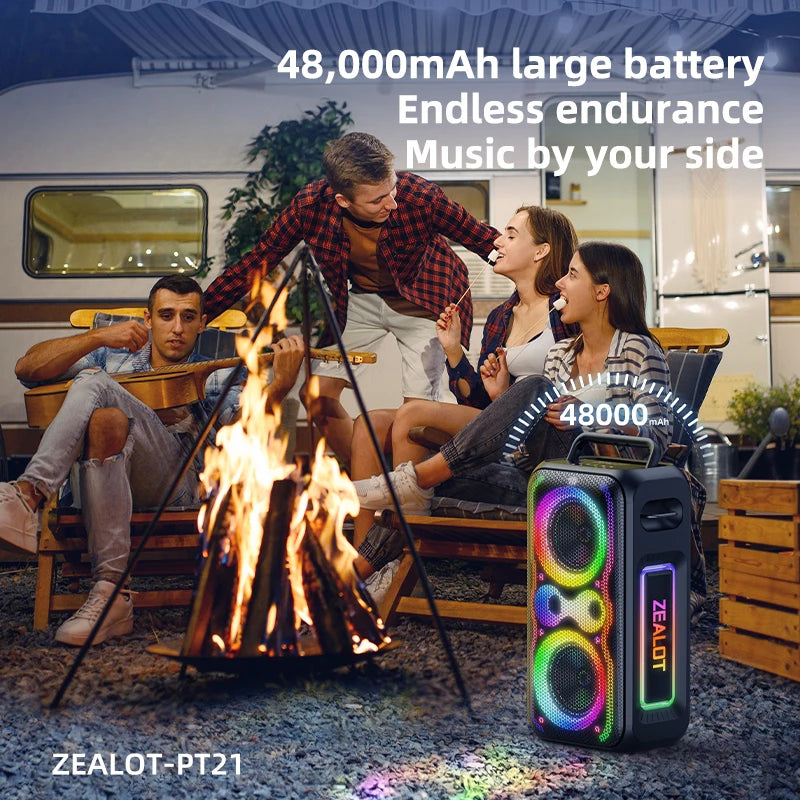 ZEALOT-PT21 200W Kabelloser Bluetooth-Lautsprecher, tragbarer Outdoor-Lautsprecher mit sattem Bass, Stereokopplung, Reverse Charging,