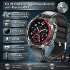 Smartwatch für Herren GPS Offline-Karten 2G ROM 10ATM Wasserdicht Herzfrequenz Tauchen Skifahren Wandern Robuste Smartwatch für Damen und Herren