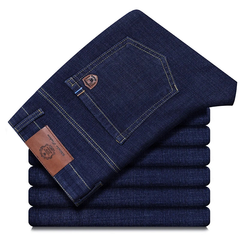 Wthinlee Neue Business Herren Jeans Casual Straight Stretch Fashion Klassische Blau Schwarze Arbeitshose Denim Hose Männer Kleidung