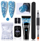 LILYCUTE 15ml Verlängerungsgel-Nagellack-Set Quick Nail Prolong mit Verlängerungsform-Nagelspitzen Acryl-Lösung Maniküre-Werkzeug-Kit