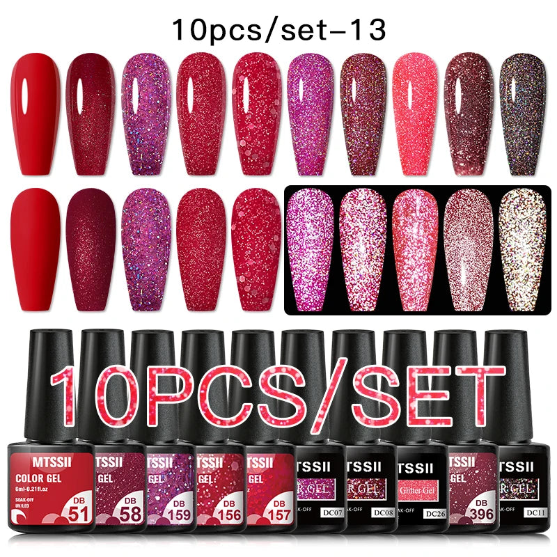10/12PCS/SET Katze Magnetisches Gel Nagellack Set 9D Reflektierendes Glitzer Gel Halbpermanentes UV Gel Soak Off Funkelndes Nagelkunst Kits