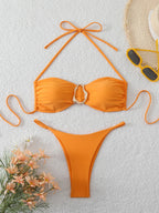 Sexy Bandeau Bikini Damen Badeanzug 2026 Zweiteiliger Bademode Tanga Bikinis Set Damen Badeanzug Push Up Strand Schwimmbekleidung