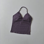 Langes Trägertop Yoga Weste Damen Rückenloses Tank Top Sport Fitness BHs Laufendes Workout Gym Neckholder