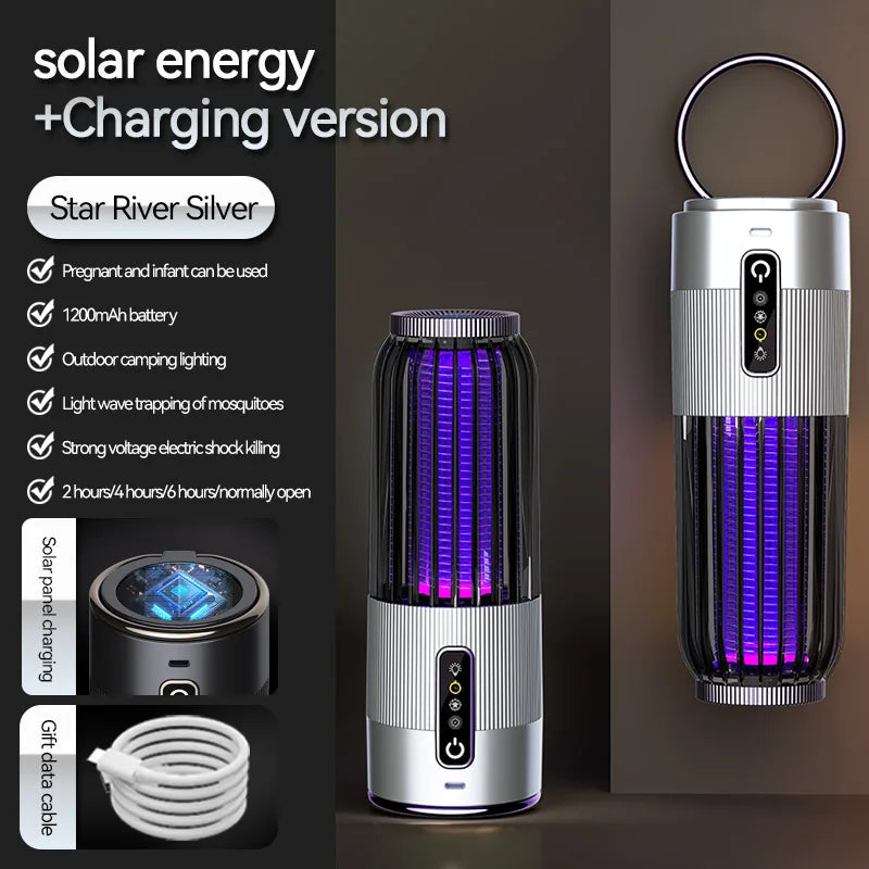 2500V Solar-Mückenvernichter, solarbetrieben, Outdoor-Camping-Mückenlampe, 3-Stufen-Timersteuerung, Mückentöter
