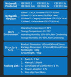 HORACO 2.5GbE Managed Switch 8 Port 2.5GBASE-T Netzwerk-Switcher 10G SFP+ Slot Uplink Web Managed Hub Internet Splitter Lüfterlos