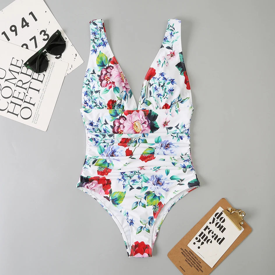 Sexy Bademode Damen Tiefer V-Ausschnitt Einteiliger Badeanzug 2026 Neuer Damen Badeanzug Damen Bodysuit Schwimmen für Strandbekleidung Monokini
