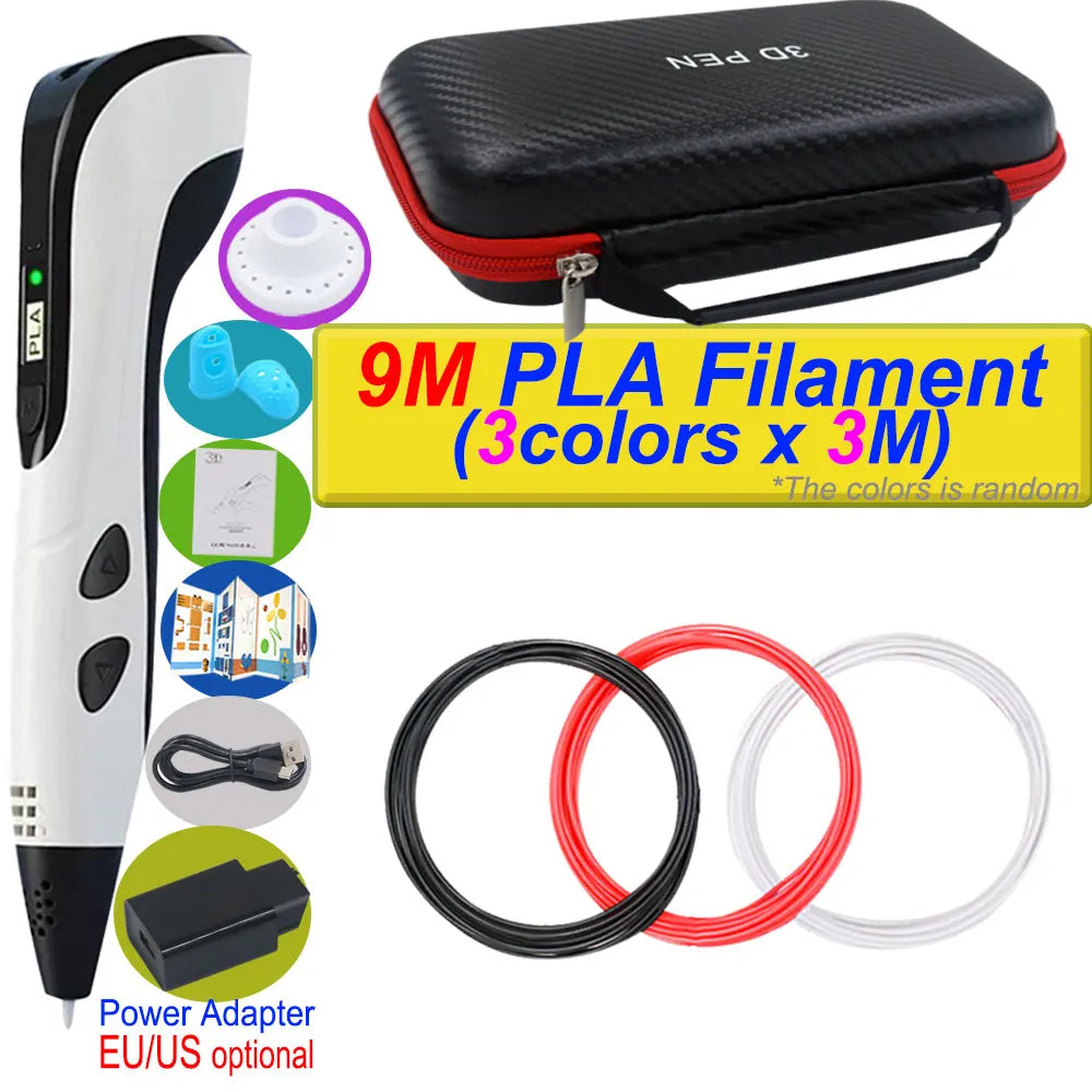2026 Neue 3D-Druckstift DIY Dreidimensionale Malerei Kinderspielzeug mit LCD-Bildschirm Netzteil 200M PLA-Filament Spielzeug Geschenk