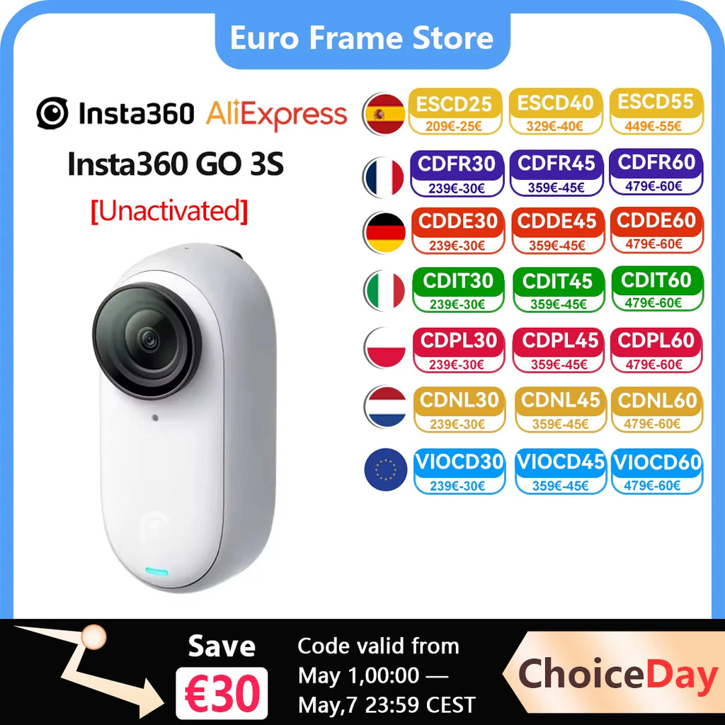 Insta360 Neue GO 3S – Winzige 4K-Kamera, tragbar und vielseitig, freihändig, POV, überall montierbar, Stabilisierung