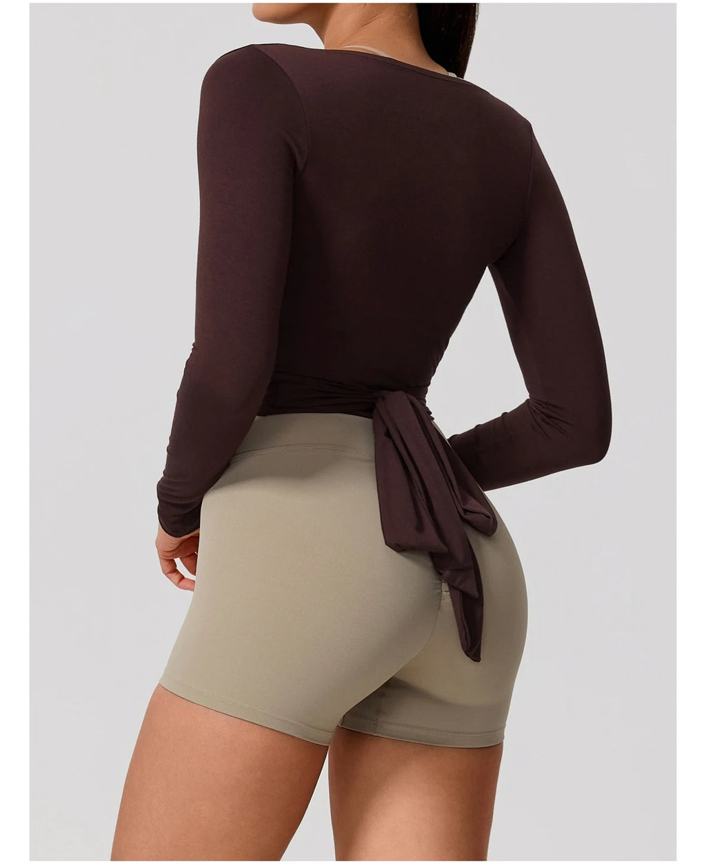 Neue Sommer Damen Yoga Langarm Einteiler Träger Yoga Kleidung Weibliches Training Premium Ballett WickeloberteileFrauen Fitness Sport Top