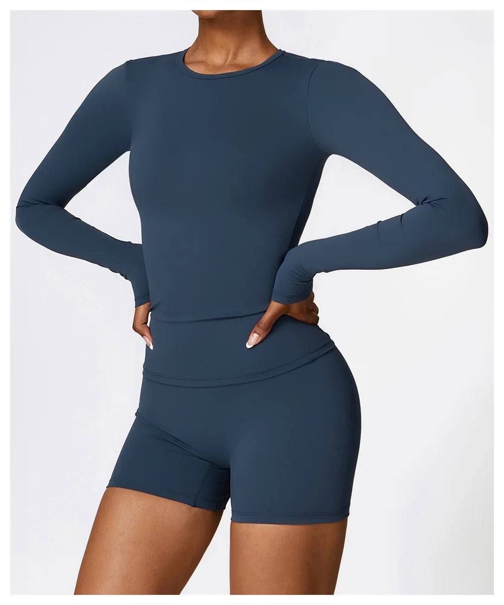 NCLAGEN Yoga-Shirts für Damen, Langarm, Winter, Fitness, Laufen, Gym-Kleidung, Workout, Dry Fit, atmungsaktiv, hochelastisches Sport-Oberteil