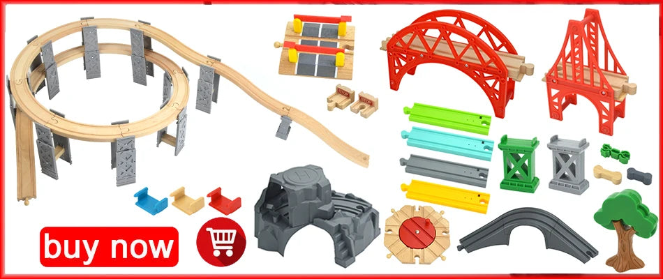 Train Track Wooden Train Toys Magnetic Set Electric Car Locomotive Diecast Slot Fit All Wood Brand Biro Railway Tracks For Kids
