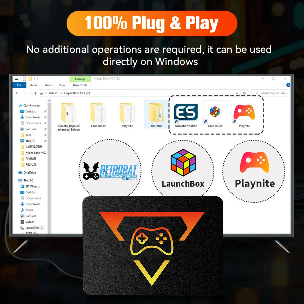 1TB tragbare Gaming-SSD 3 Systeme in 1 Spielekonsole 80+ Emulatoren für PS5/PS4/XBOX/XBOX One/PS3/SWITCH mit 16191 3D- & Retro-Spielen