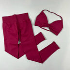 UETEEY Set für Damen, Trägerloser Yoga-BH, Sport-Top, Workout-Leggings-Set, Nahtloses Fitnessstudio-Set, Fitnesskleidung, Outfit, Activewear