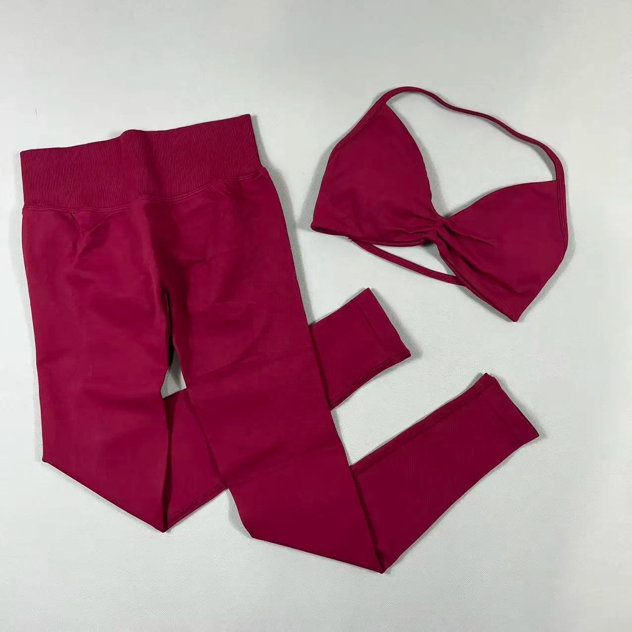 UETEEY Set für Damen, Trägerloser Yoga-BH, Sport-Top, Workout-Leggings-Set, Nahtloses Fitnessstudio-Set, Fitnesskleidung, Outfit, Activewear