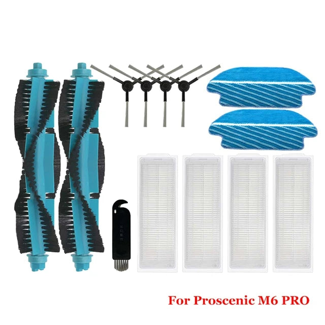 Zubehör für Proscenic M6 Pro Saugroboter Ersatzteile Hauptbürste Seitenbürste Hepa-Filter Wischtuchpad Ersatzteile