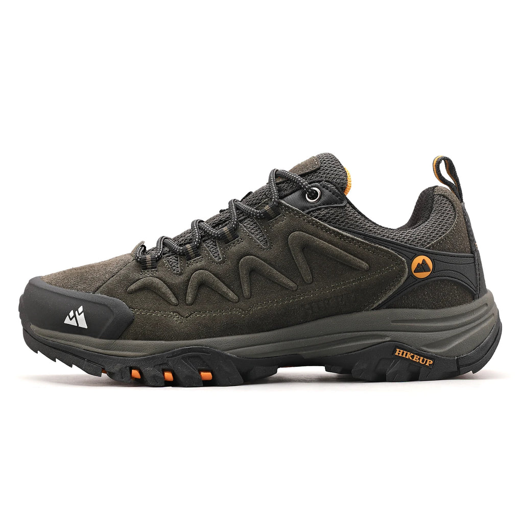 HIKEUP Leder Herrenschuhe für Herren Freizeitschuhe Mode Wasserdicht Winter Luxus Designer Marke Arbeitsstiefel Herren Rutschfeste Sneaker