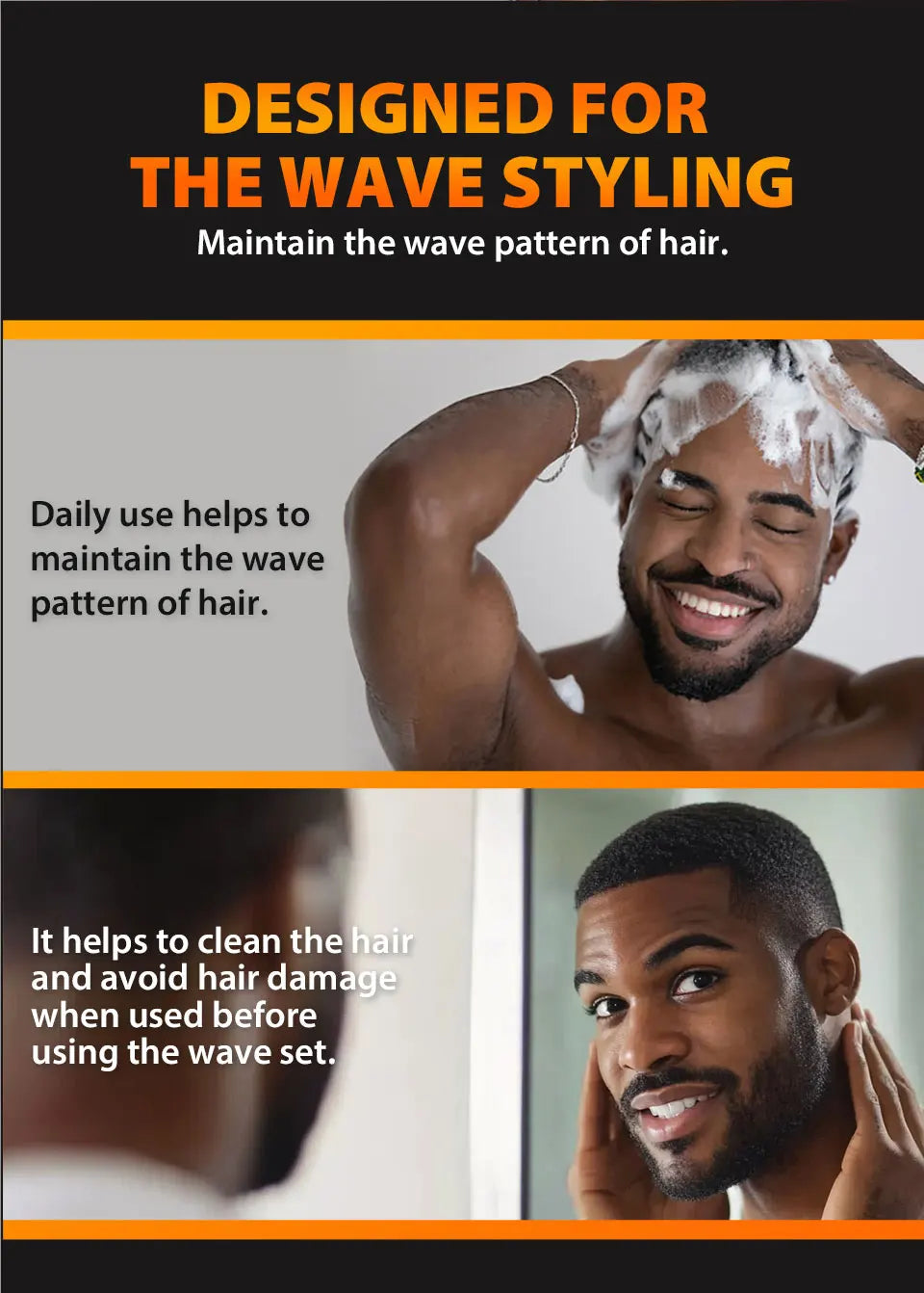 Deep Wave Control Pomade 360 Biotin Sport Starker Halt Wellen Haargel mit Bürste Wellenhaaröl Shampoo Spülung Stylingpflege