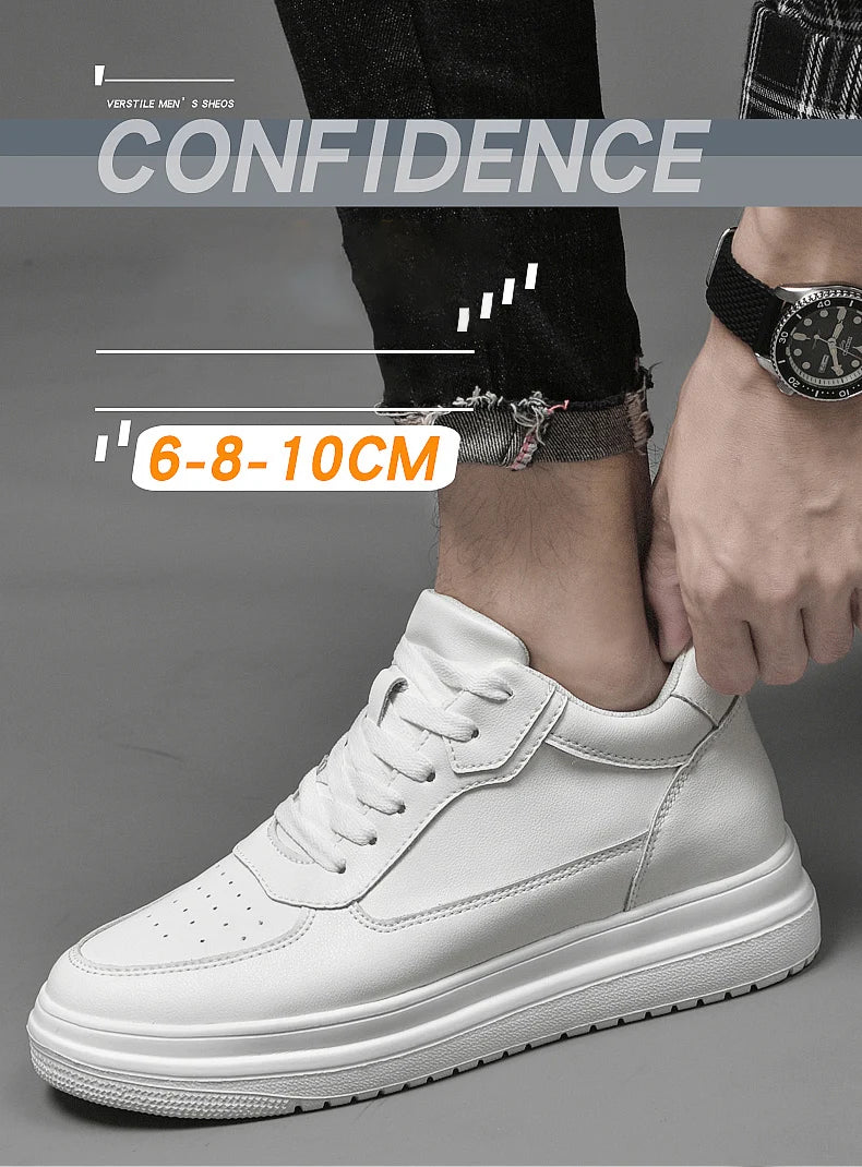 Hochwertige Herren-Sneaker, erhöhte Herrenschuhe, modische Freizeitschuhe, bequeme Leder-Sportschuhe, Höhenzunahme 6/8/10 cm