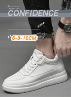 Hochwertige Herren-Sneaker, erhöhte Herrenschuhe, modische Freizeitschuhe, bequeme Leder-Sportschuhe, Höhenzunahme 6/8/10 cm