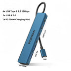FORIDA USB-Hub Typ C 10 Gbit/s USB-C-Splitter PD 100 W Stromladung USB 3.2 Gen2 Adapter für Laptop MacBook Desktop Tablet
