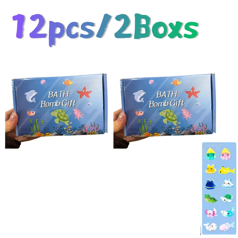 Badebomben-Set für Kinder Badegeschenk mit verstecktem Spielzeug Sicheres Ozean-Sprudelbad Perfekt für sensorisches Spielen Badespaß